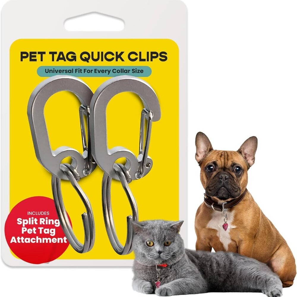 Klippy Pet Tag Quick Clips - Cat & Dog Collar for ID Tags Holder Efficient Ring
